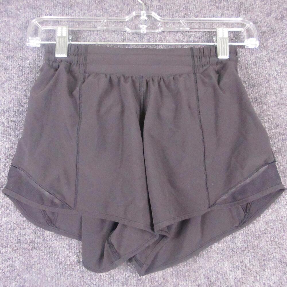 Lululemon Shorts Womens 4 Black 2" Running Athletic Mesh Overlay Summer Gym